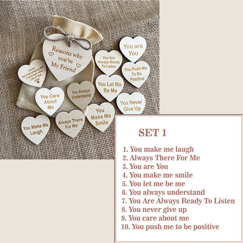 ✨Unique Friendship Gifts-❤️Wooden Box and Heart Tokens