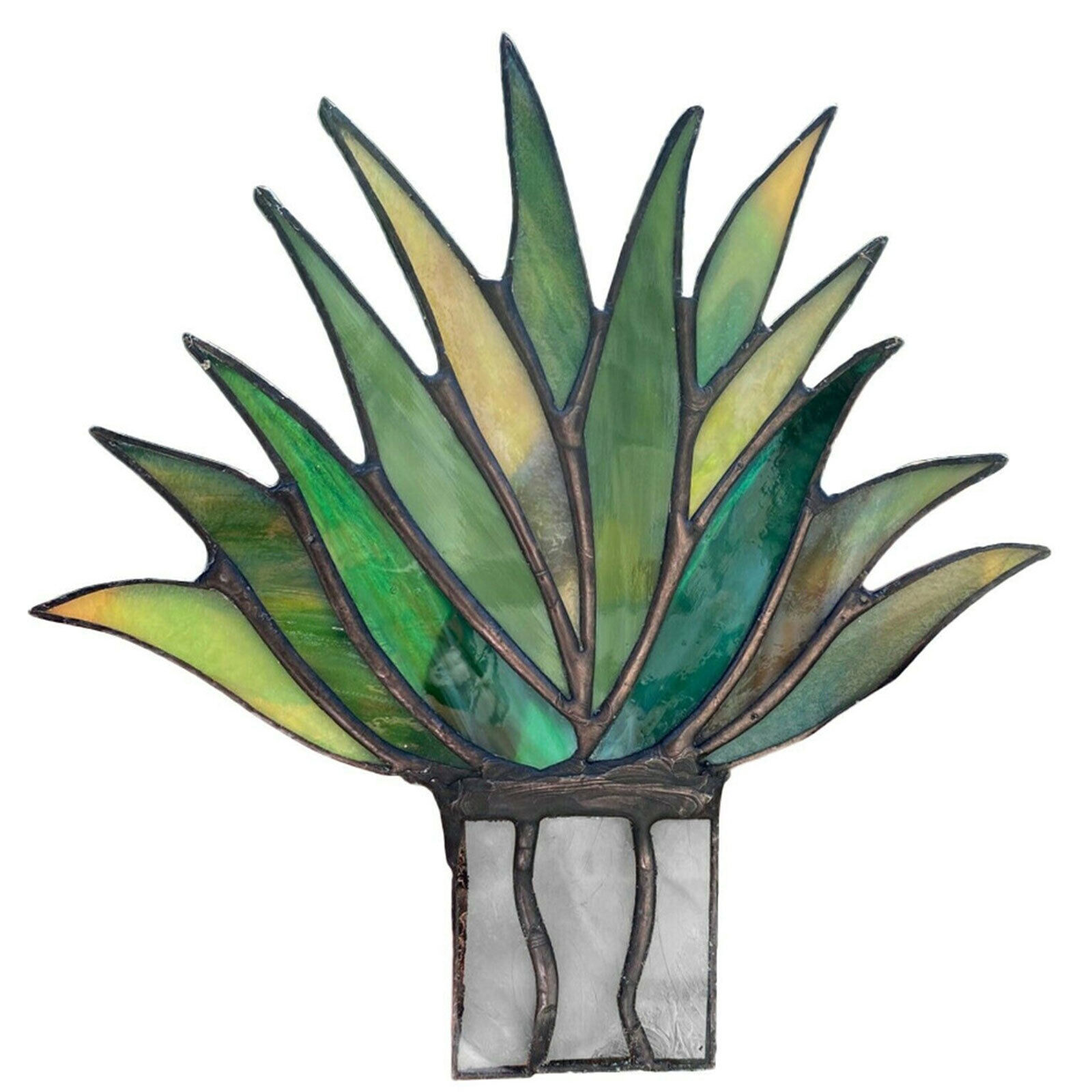 🪴Creative Mini Acrylic Aloe Potted Plant Stained Glass Colorful Artificial Fake Agave Home Garden Decoration Ornament-EchoDecor