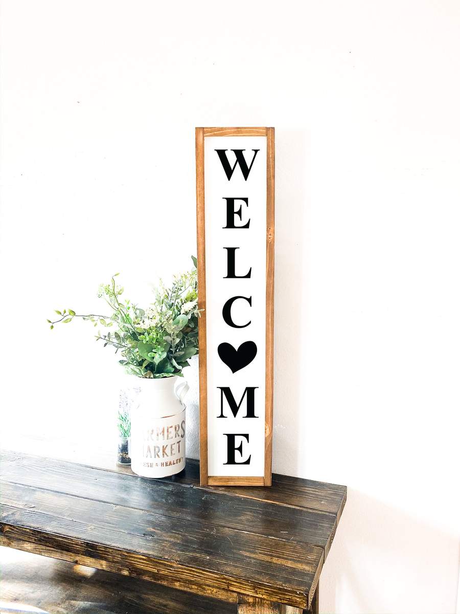Welcome with heart framed sign-EchoDecor