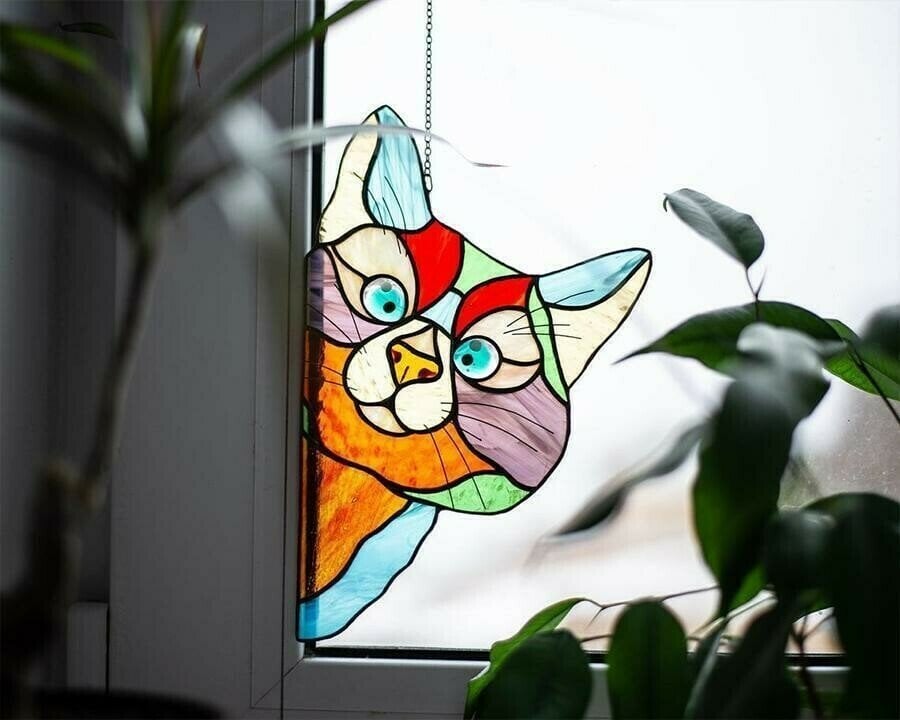 🔥Hot Sale-😻Handmade Stain Cat Suncatcher For Window-EchoDecor