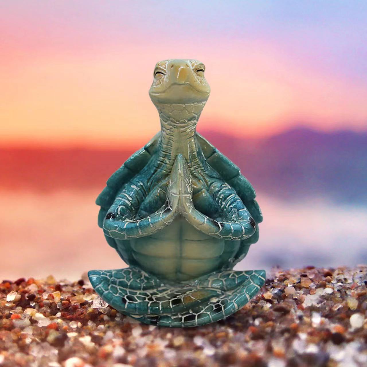 Sea Turtle Yoga Statue Sea Turtle Meditation Home Decor-EchoDecor