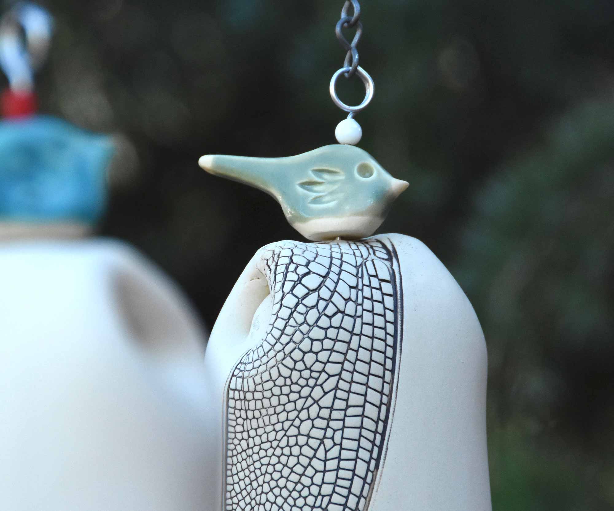 Large White Dragonfly Wind Chimes-EchoDecor