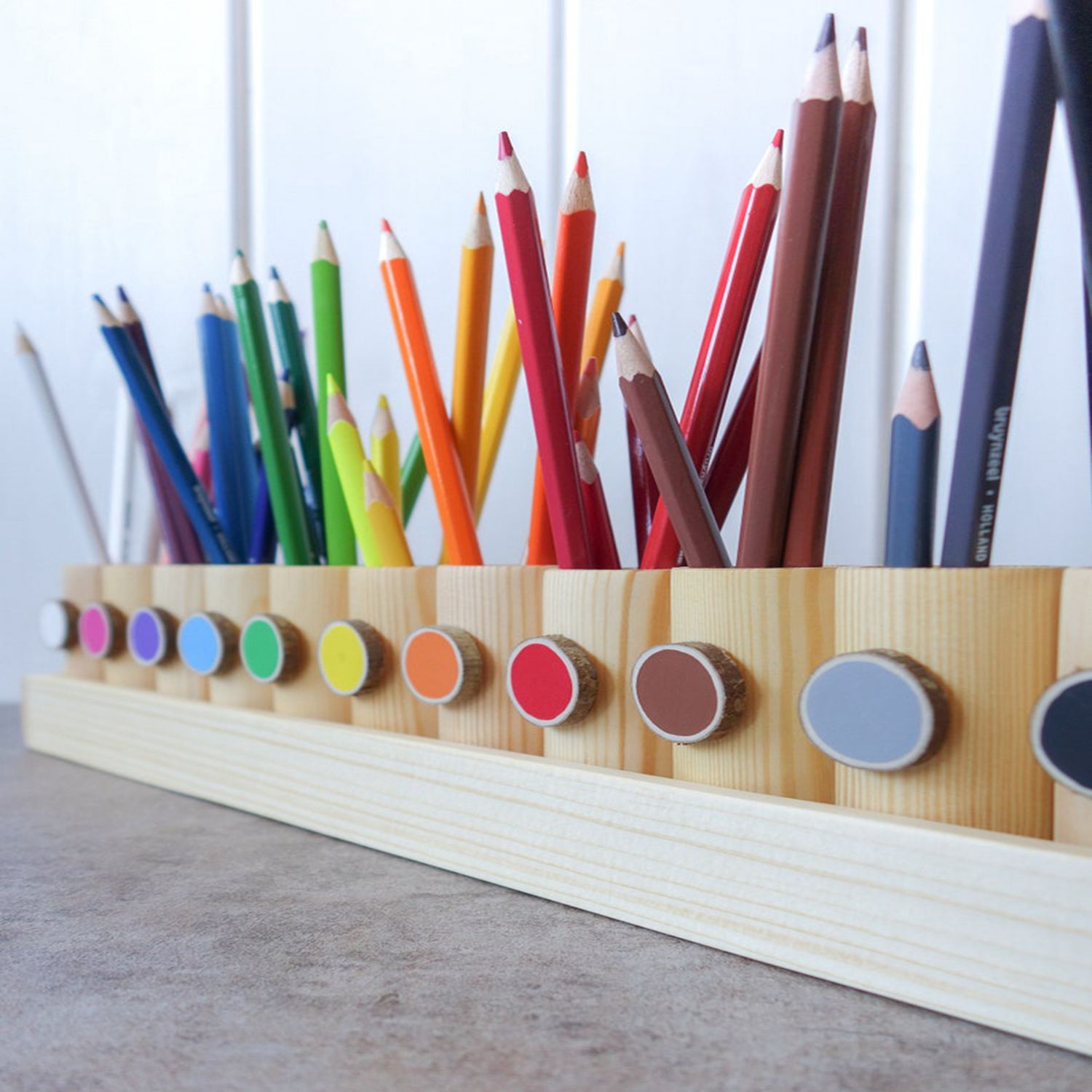 Montessori wood pencil holder
