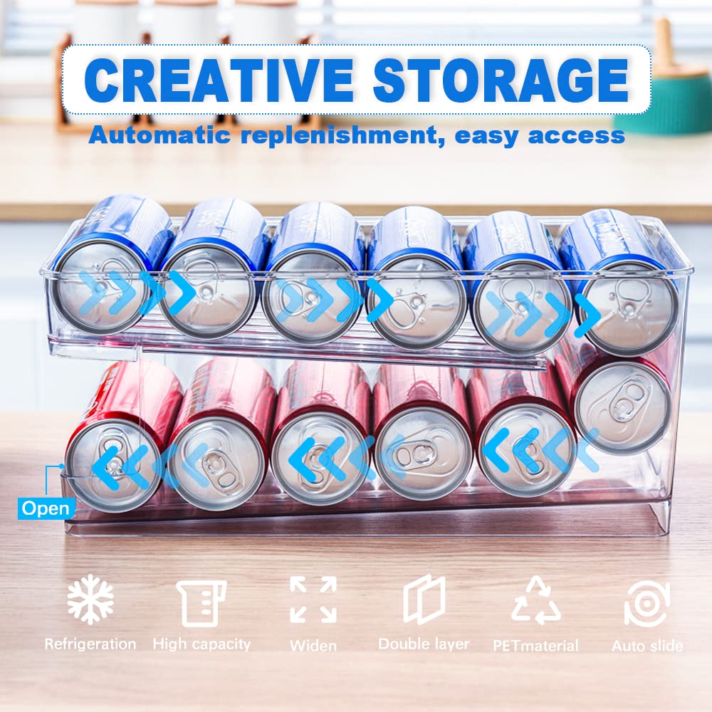 2-layer Automatic Rolling Can Storage box for Fridge(Buy 2 Free Shipping)-EchoDecor