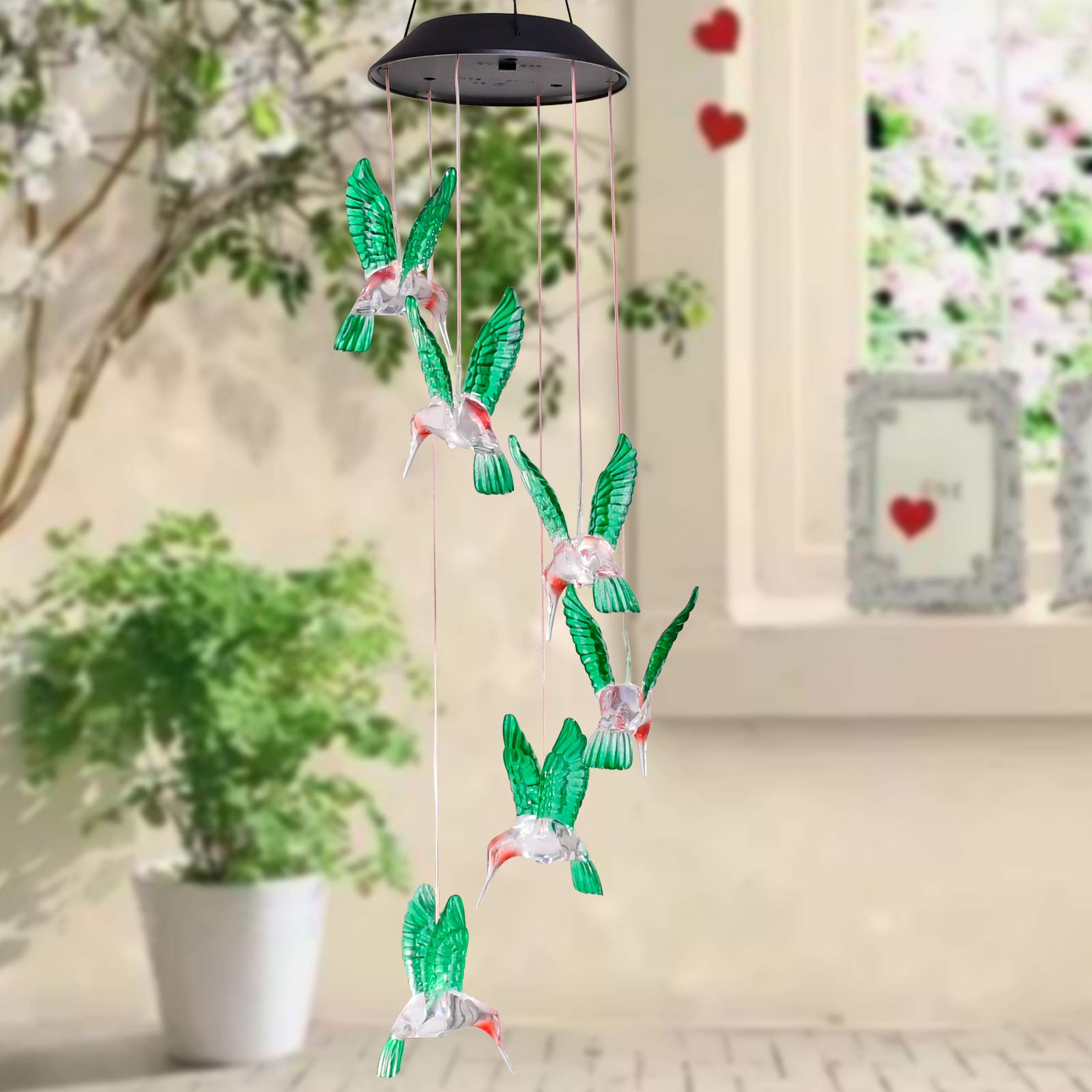 LED Solar Hummingbird Wind Chimes-EchoDecor