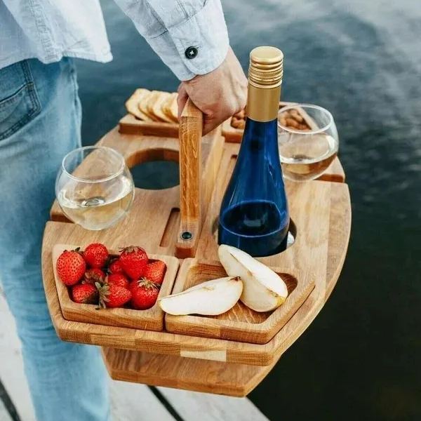 🍷HOT SALE🍷Portable Wooden Outdoor Picnic Wine Table-EchoDecor