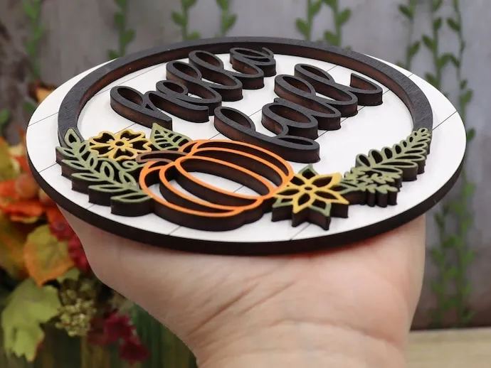 Round Miniature Hello Fall Sign