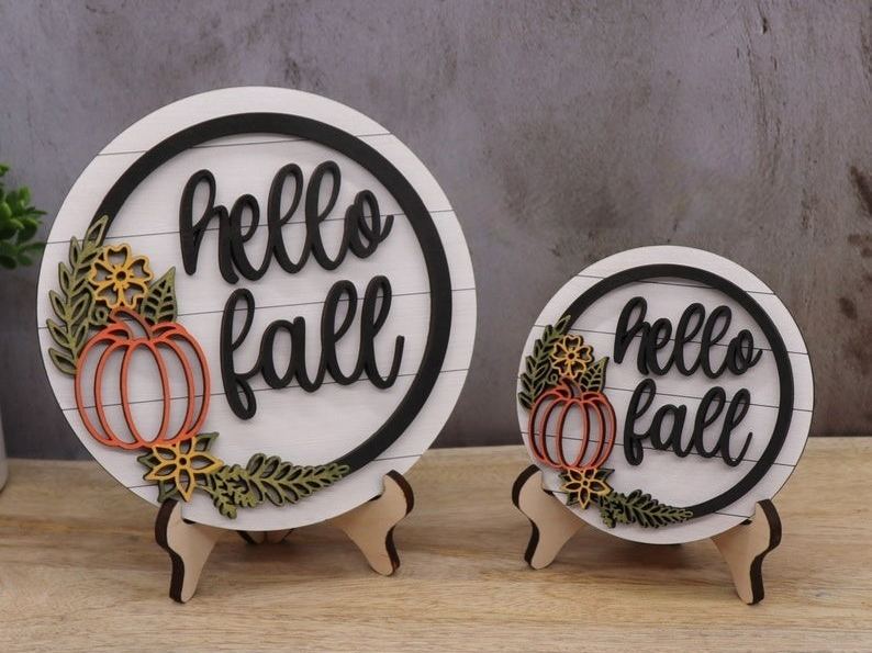 Round Miniature Hello Fall Sign