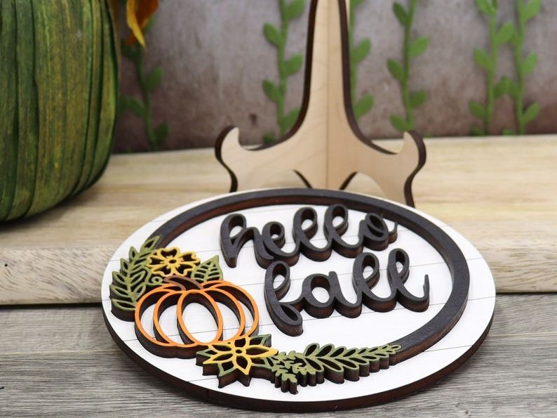 Round Miniature Hello Fall Sign