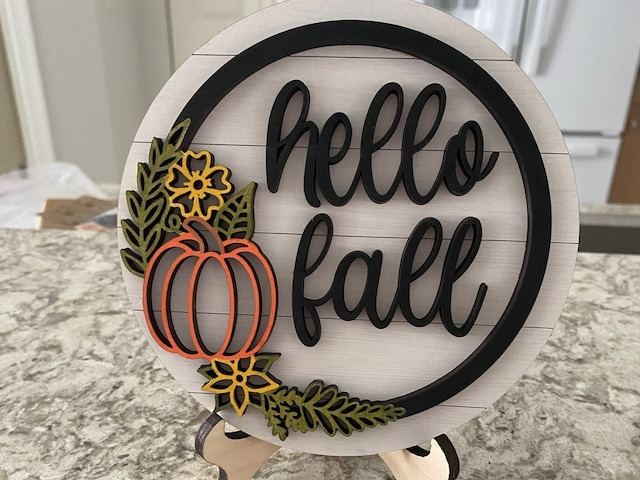 Round Miniature Hello Fall Sign