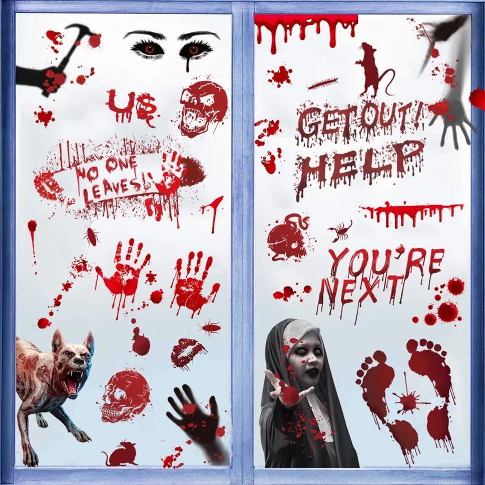 Halloween horror print window sticker