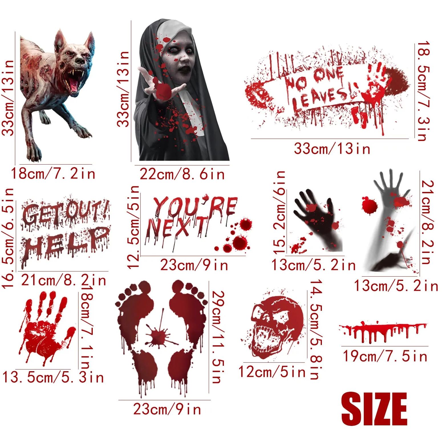 Halloween horror print window sticker