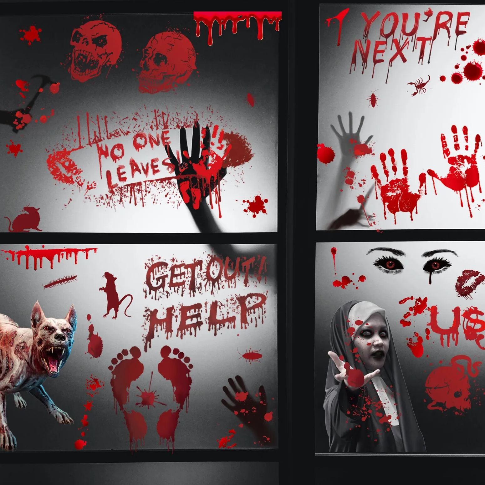 Halloween horror print window sticker