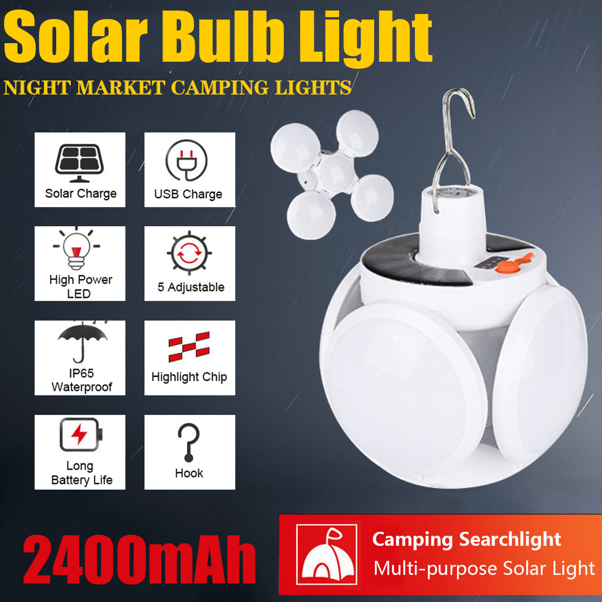 🔥Last Day 50% OFF🔥2-in-1 Waterproof Folding Solar LED Bulb-EchoDecor