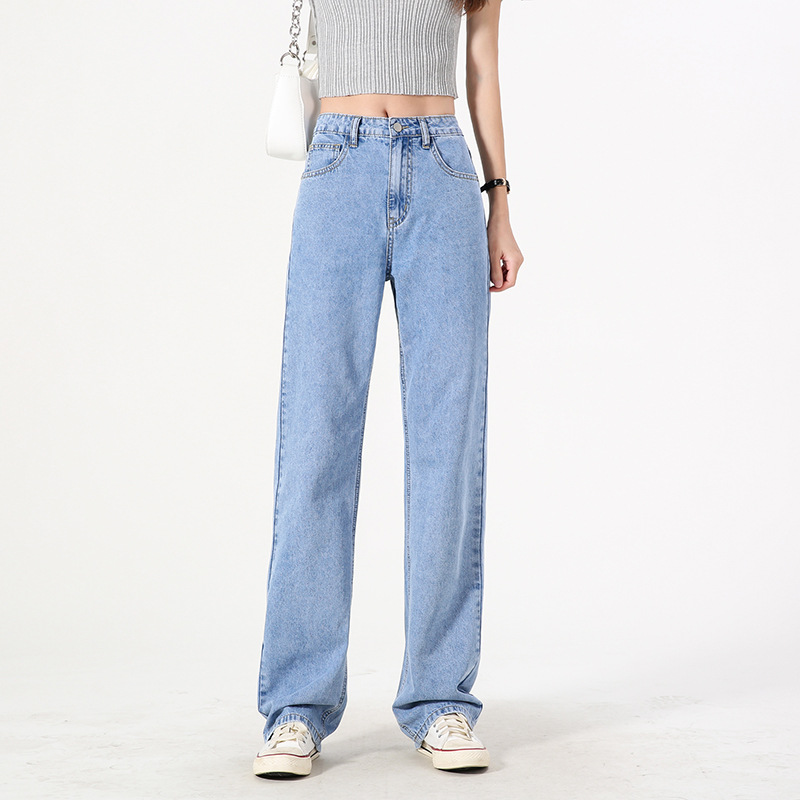 High-waisted Summer Thin Straight-leg Jeans