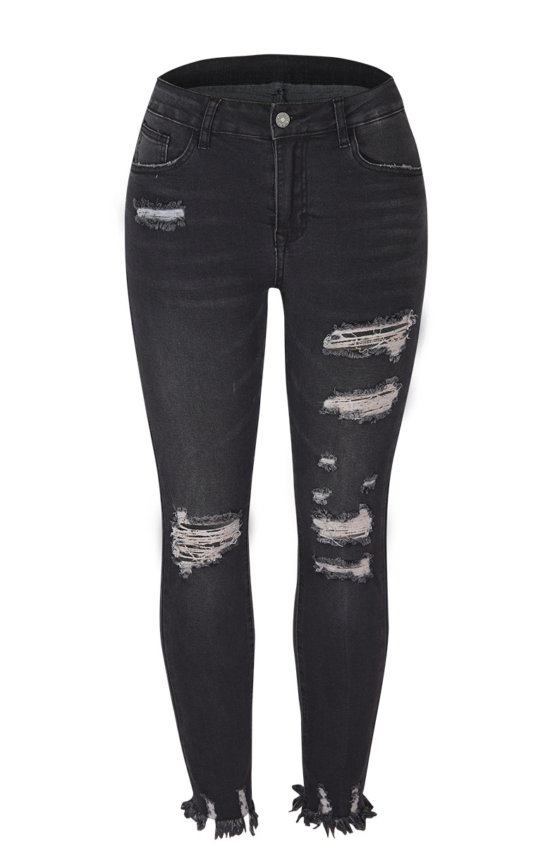  Washed Frayed Fringed Jeans-Pink Laura