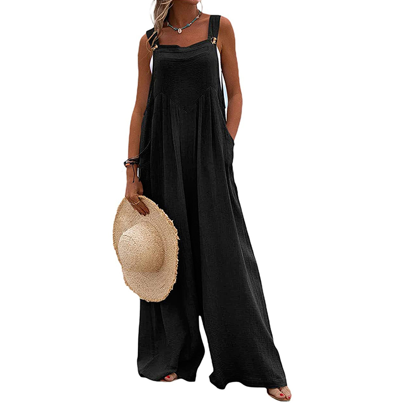 Pocketed Cotton And Linen Breathable Wide Leg Pants