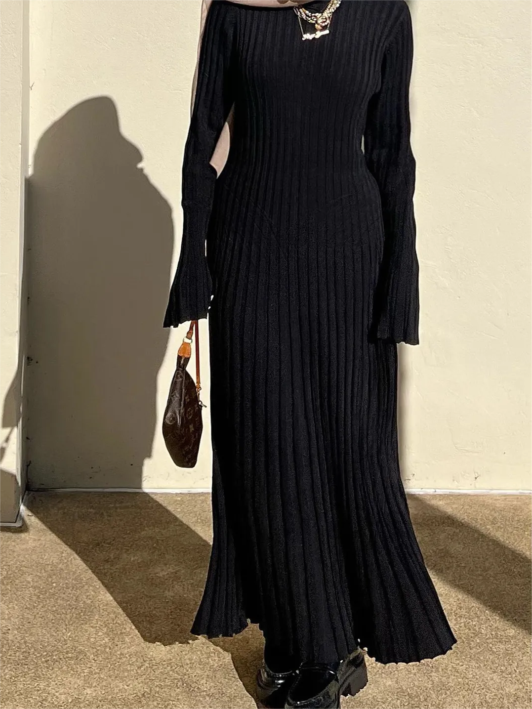 2023 Fall New Sleeved Knit Midi Dress (Buy 2 Free Shipping)