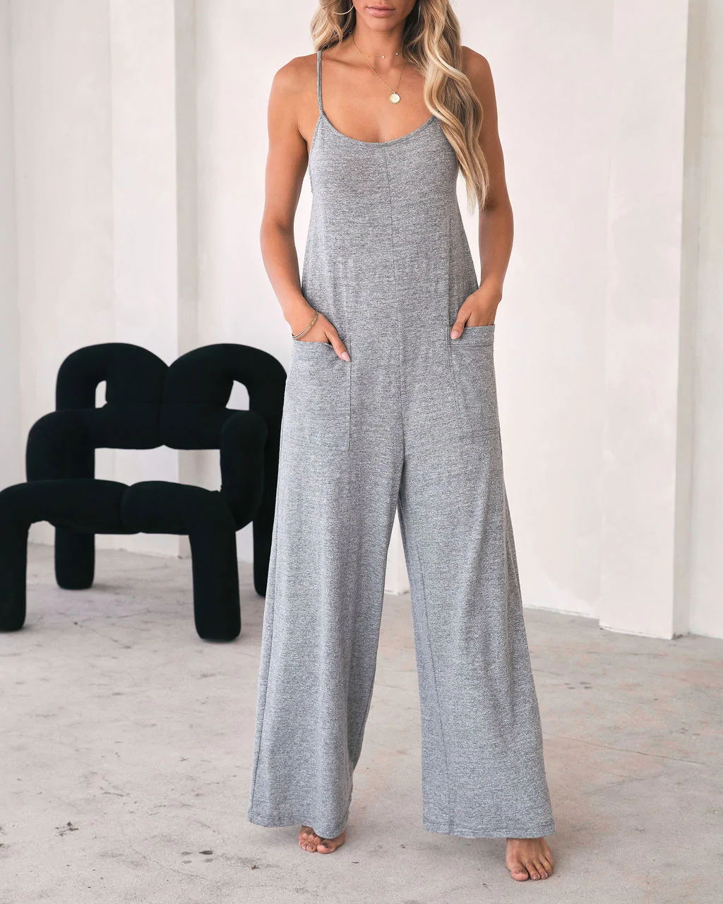 Pocket Jumpsuit Relaxed Casual Pants-Pink Laura