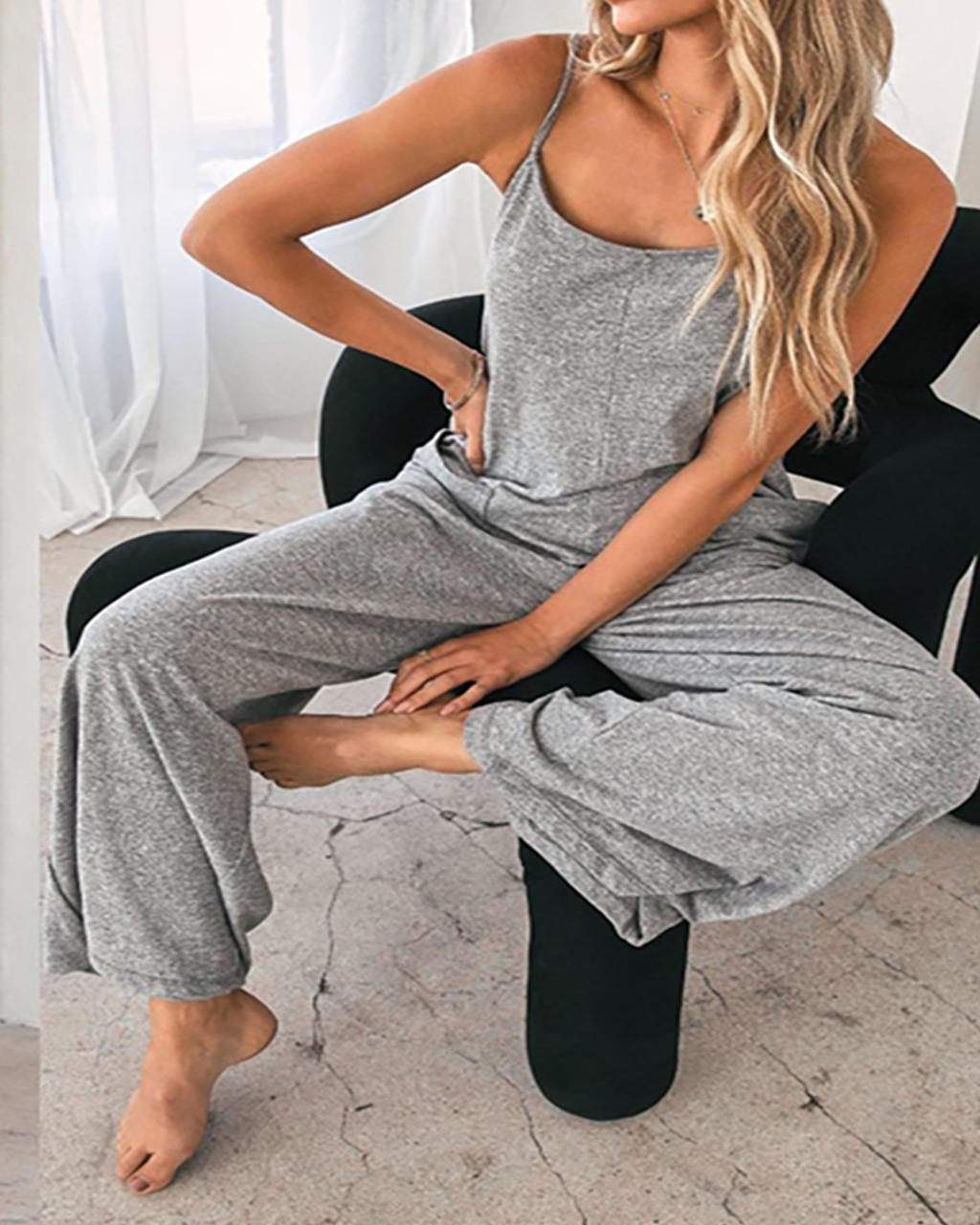 Pocket Jumpsuit Relaxed Casual Pants-Pink Laura