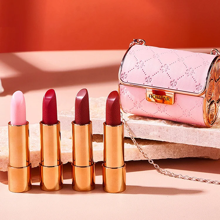 👄Velvet Matte Lipstick Set with Glamour Chain Pouch-Pink Laura