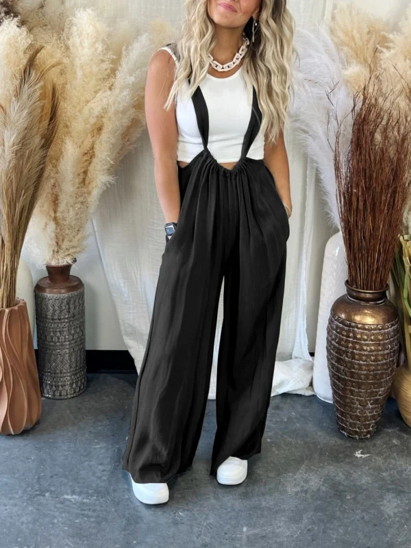 Soft Loose Solid Color Wide Leg Jumpsuit (Buy 2 Free Shipping)-Pink Laura