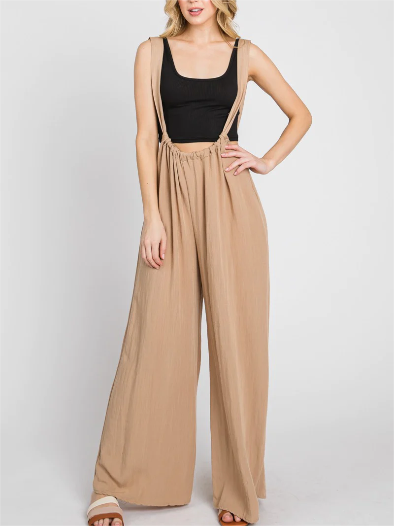 Soft Loose Solid Color Wide Leg Jumpsuit (Buy 2 Free Shipping)-Pink Laura
