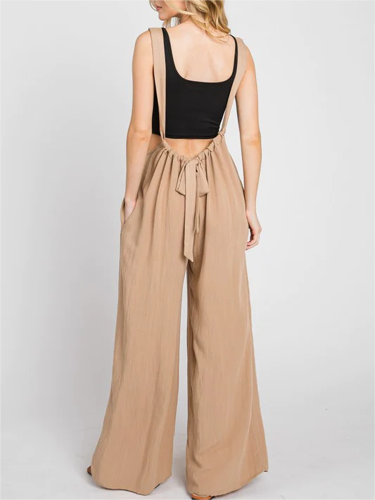 Soft Loose Solid Color Wide Leg Jumpsuit (Buy 2 Free Shipping)-Pink Laura