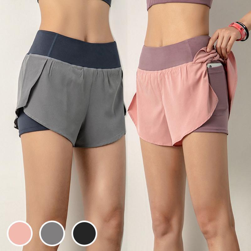 2 in 1 Women's Sports Shorts-Pink Laura