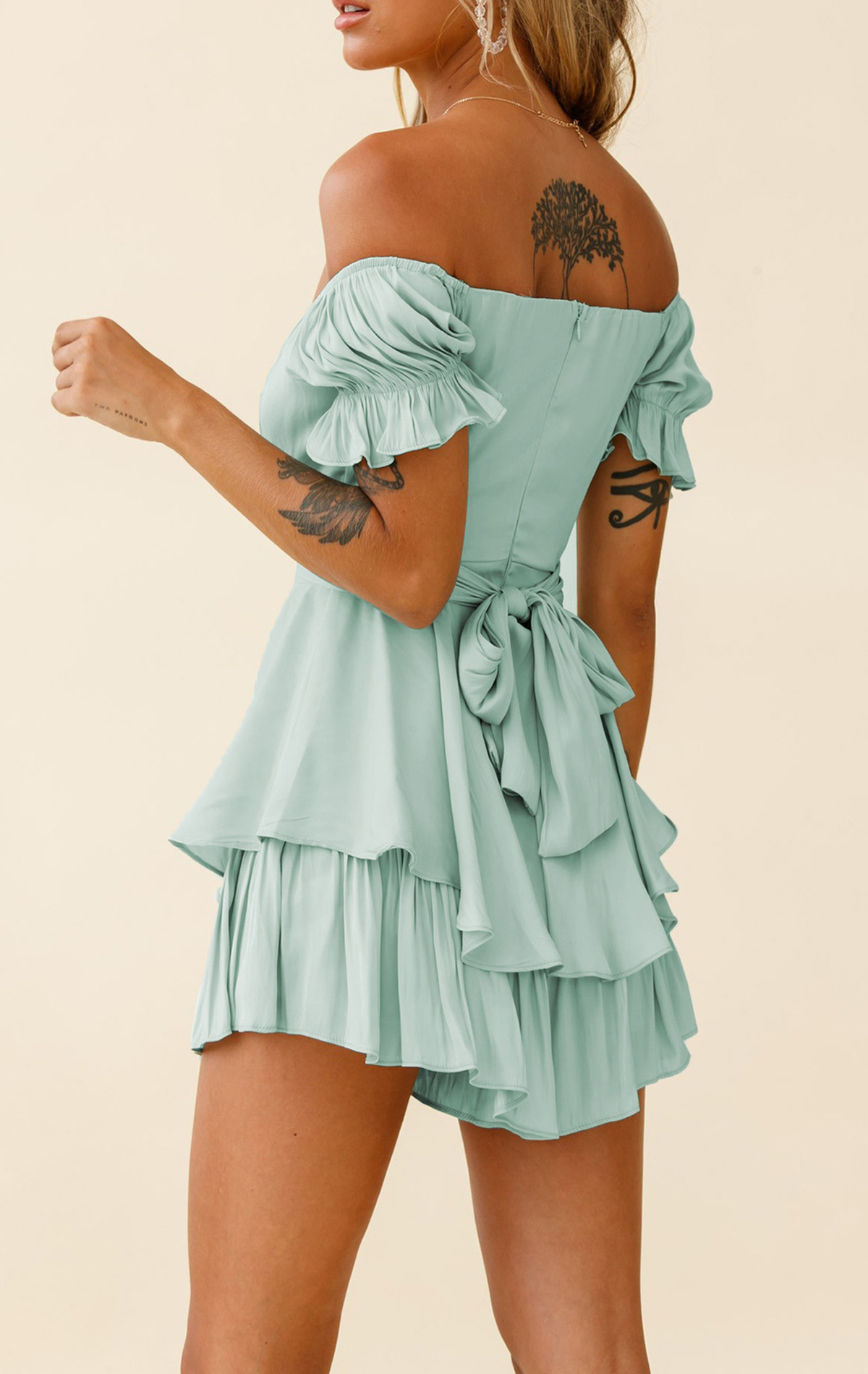 One-neck Short-sleeved Jumpsuit-Pink Laura