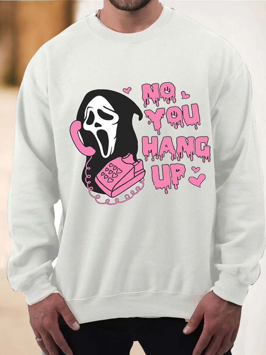 Men's No You Hang Up Halloween Sweatshirt-Pink Laura