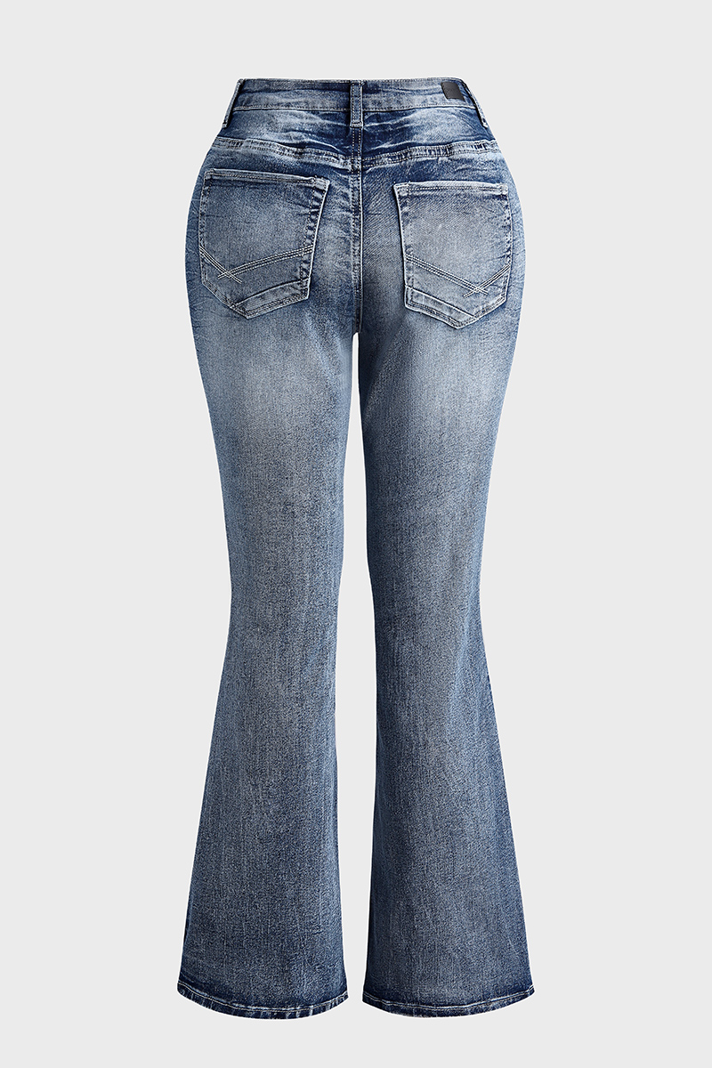 90s Vintage Embroidery Pocket Low Waist Jeans-Pink Laura