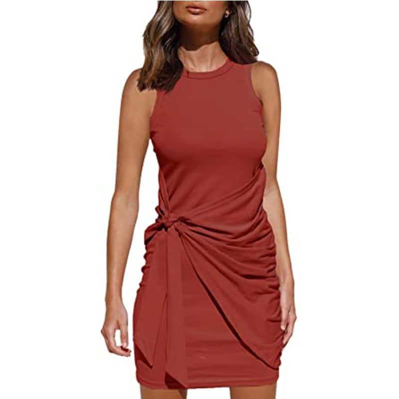 (Multiple Colour) - Casula Wrap Skirt Knit Dress-Pink Laura