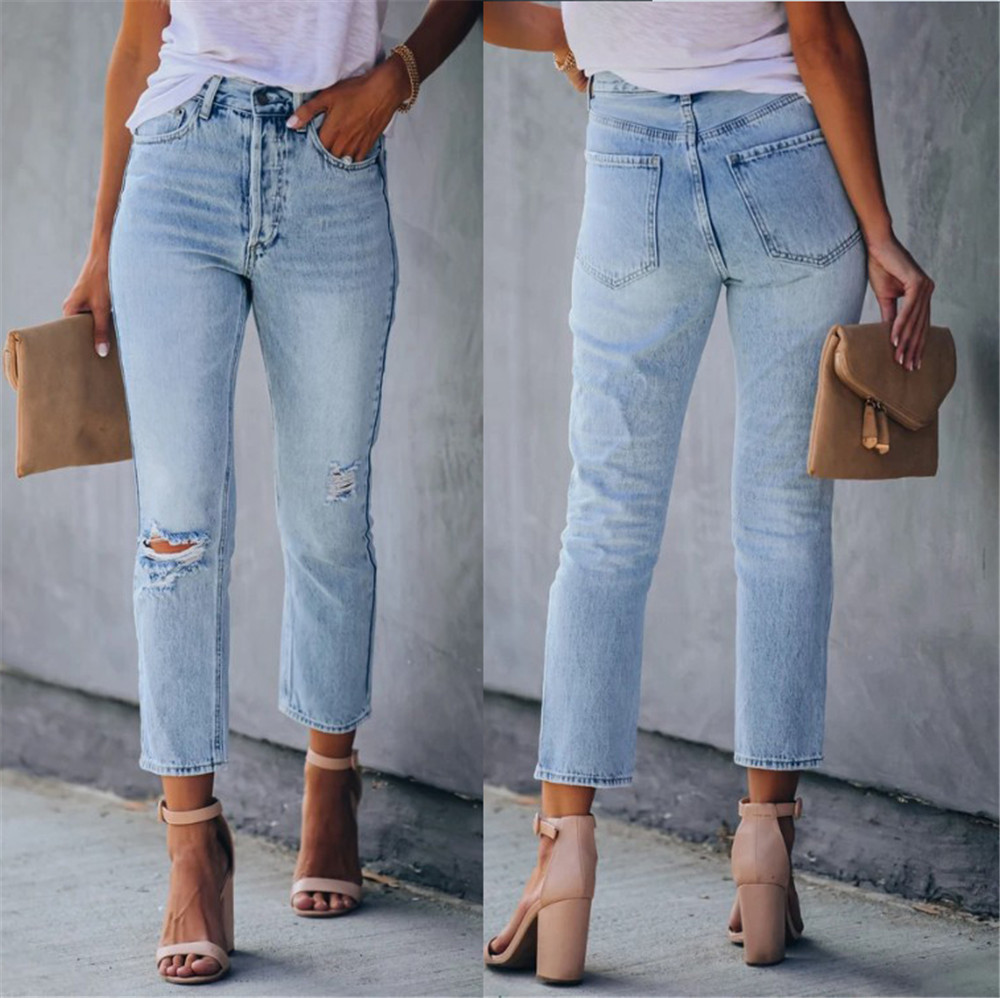 MCGUIRE HIGH RISE DISTRESSED DENIM-Pink Laura