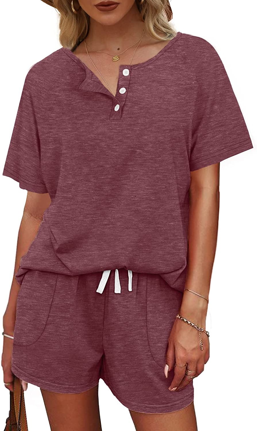  Women's Casual Outfit 2 Pieces Set -Pink Laura