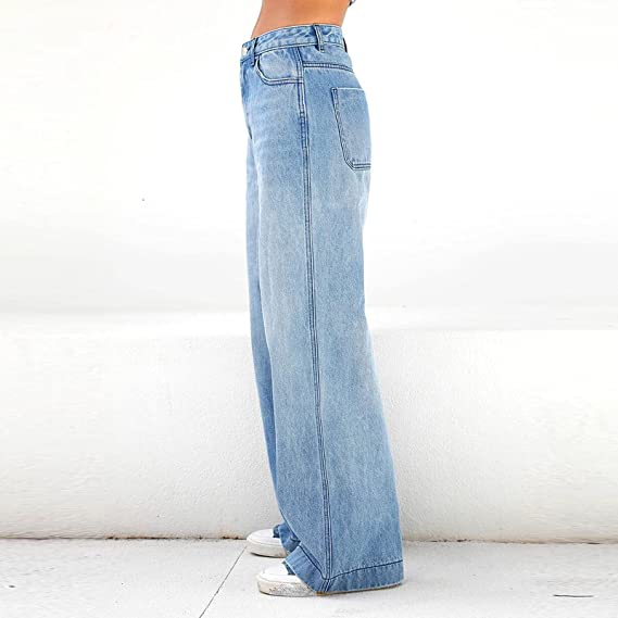  High Waist Loose Wide Leg Mopping Jeans-Pink Laura