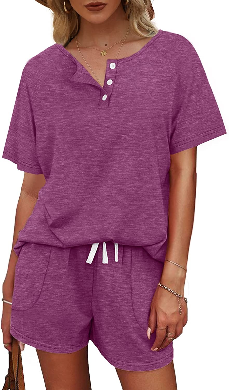  Women's Casual Outfit 2 Pieces Set -Pink Laura