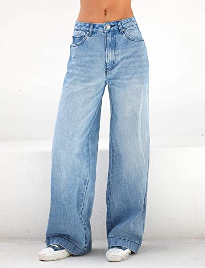 High Waist Loose Wide Leg Mopping Jeans