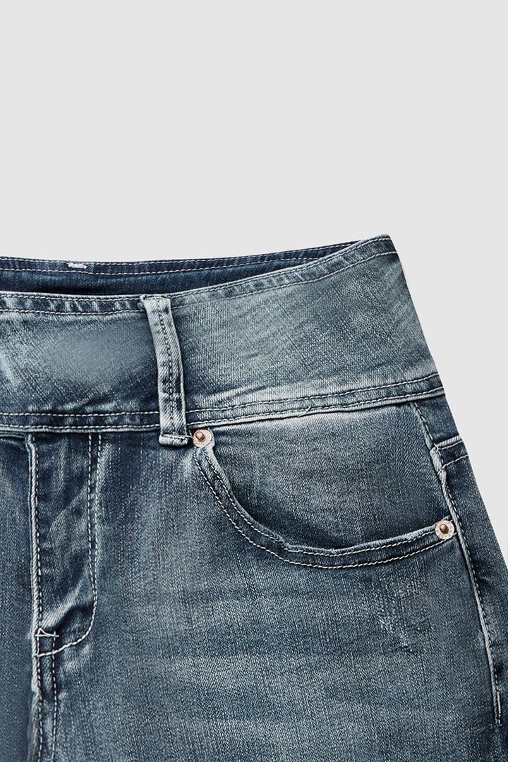 Vintage Button Mid Rise Flared Jeans-Pink Laura