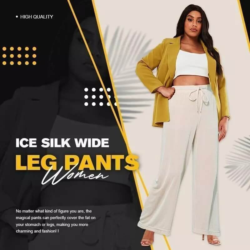 Ladies Ice Silk Wide Leg Pants (Buy 2 Get 1 Free)-Pink Laura