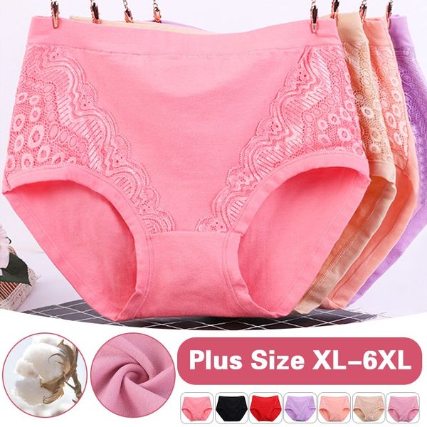 2023 Plus Size High Waist Leak Proof Cotton Panties-Pink Laura