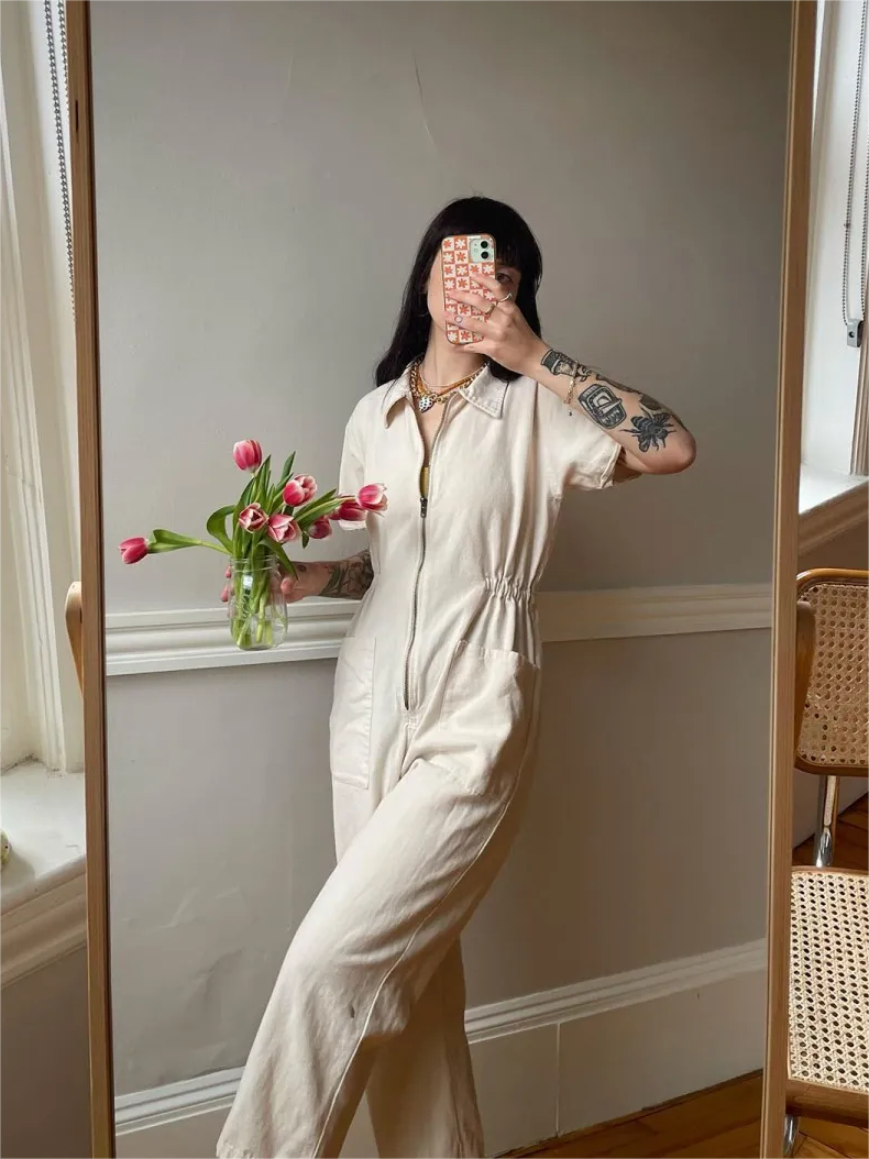 Cropped Utility Jumpsuit (Buy 2 Free Shipping)