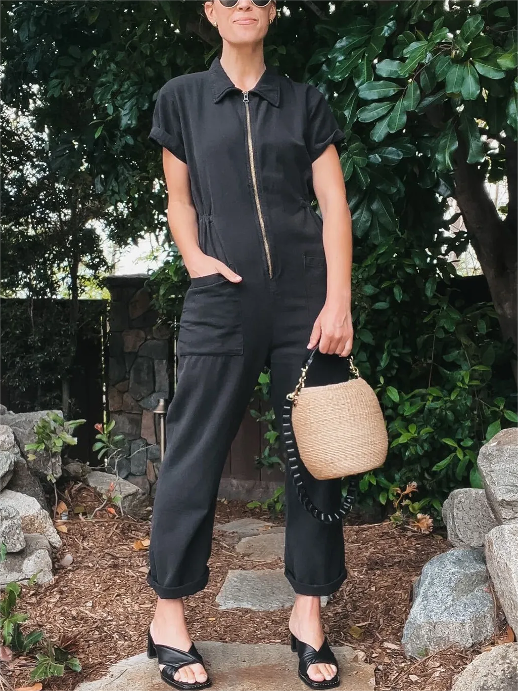 Cropped Utility Jumpsuit (Buy 2 Free Shipping)