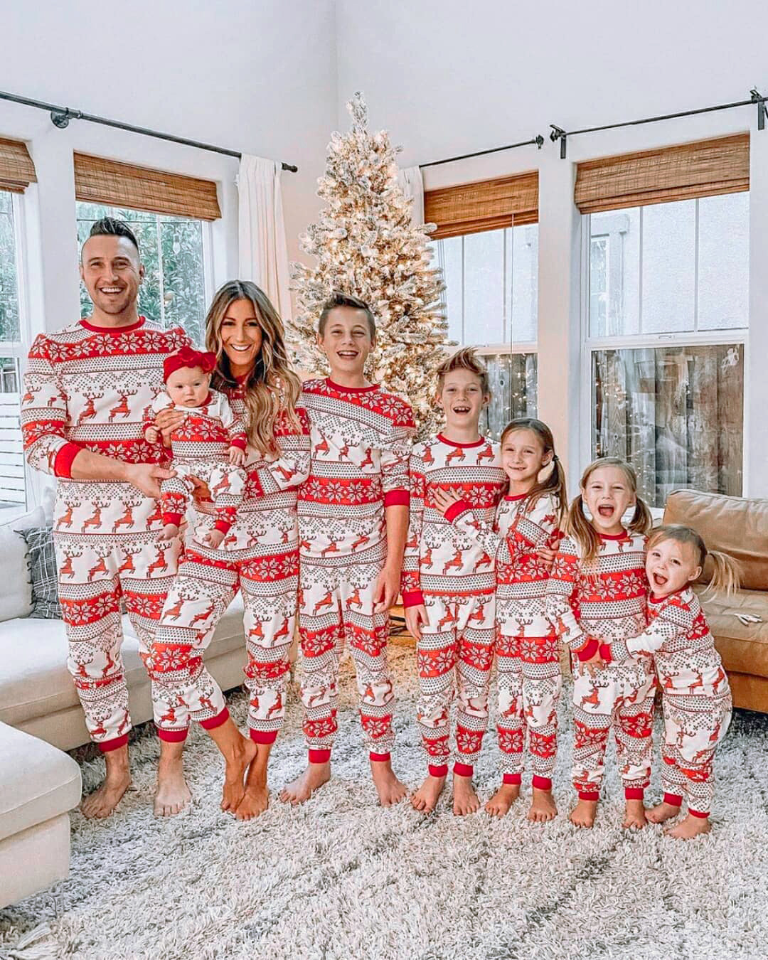 Red Elk Family Pajamas 2-piece Set-Pink Laura