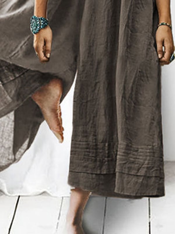 Casual Solid Color Short-Sleeved Jumpsuit-Pink Laura