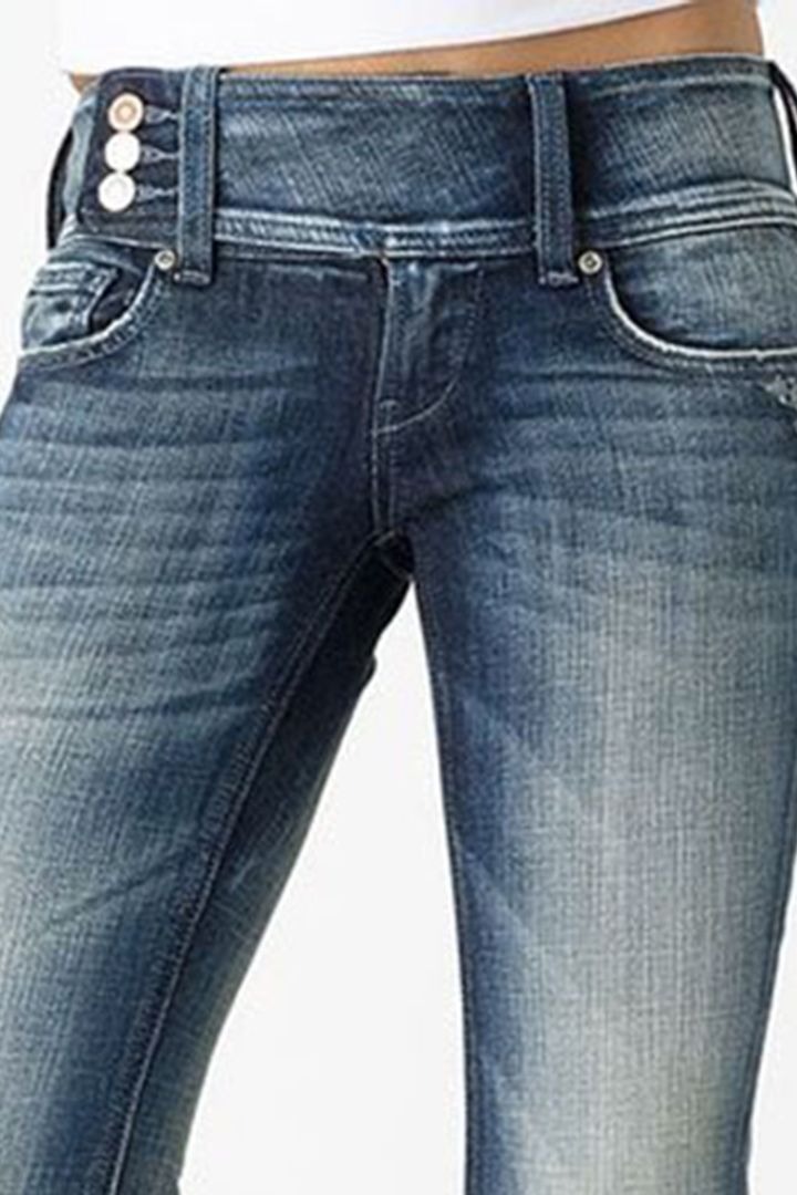 Vintage Button Mid Rise Flared Jeans-Pink Laura