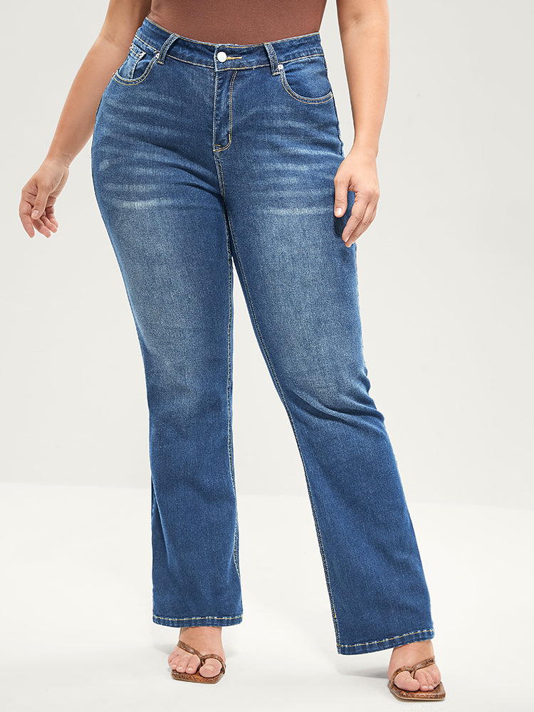 Bootcut Very Stretchy Mid Rise Medium Wash Sculpt Waist Jeans-Pink Laura