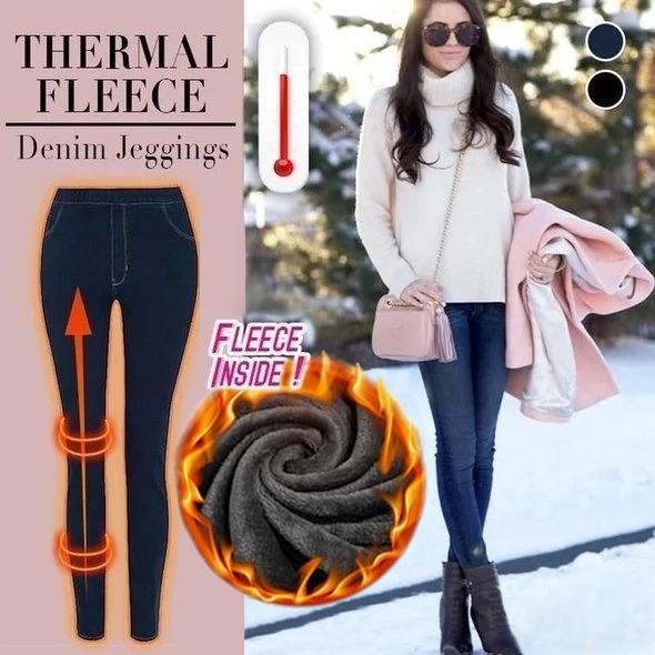 Thermal Fleece Denim Jeggings  