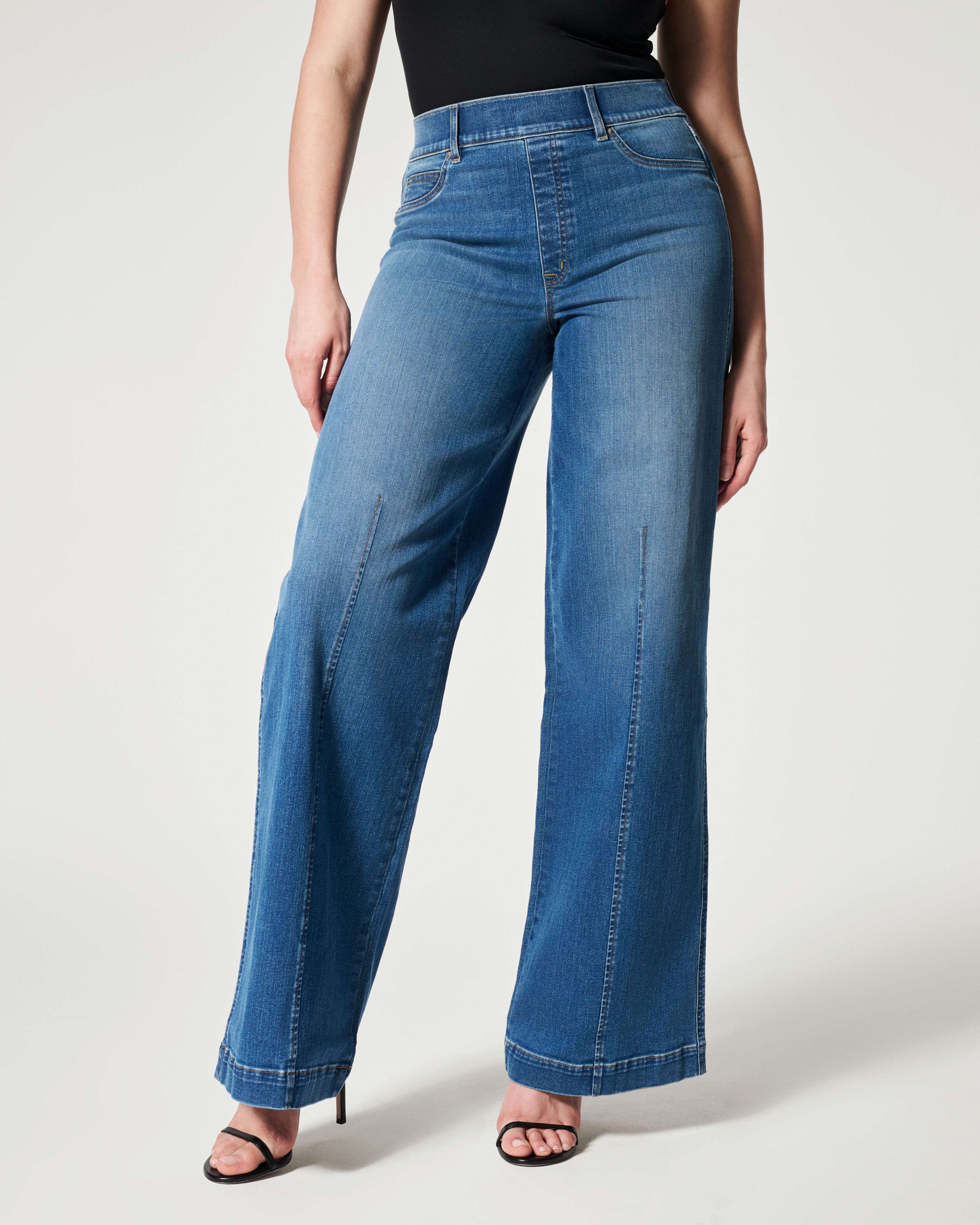 Seamed Front Wide Leg Jeans (Buy 2 Free Shipping)