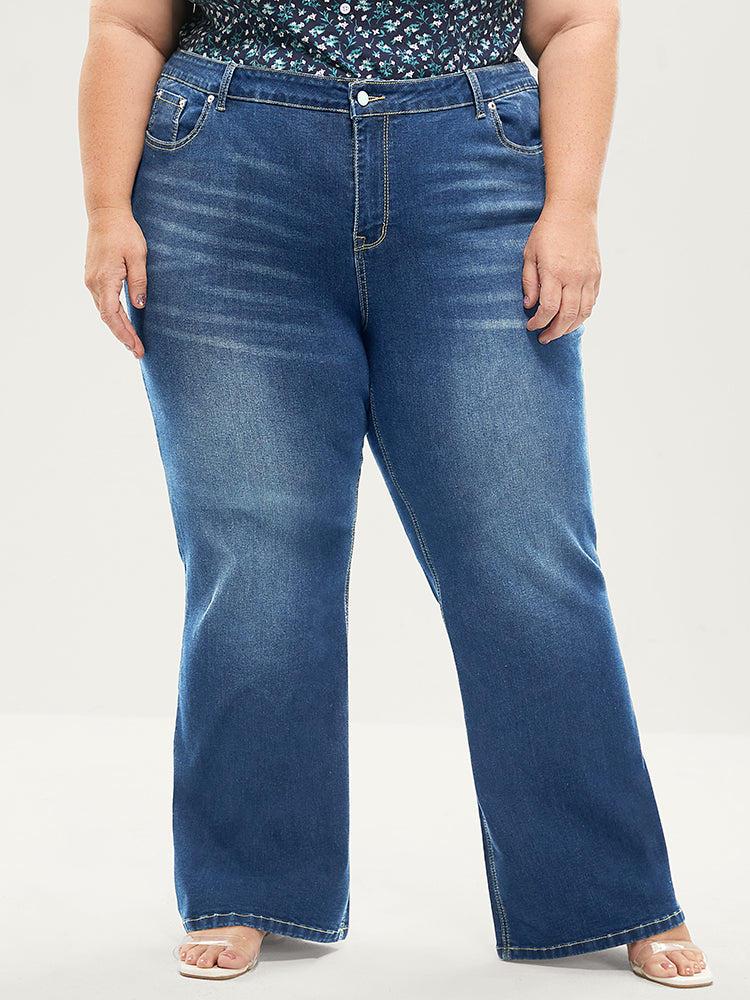 Bootcut Very Stretchy Mid Rise Medium Wash Sculpt Waist Jeans-Pink Laura